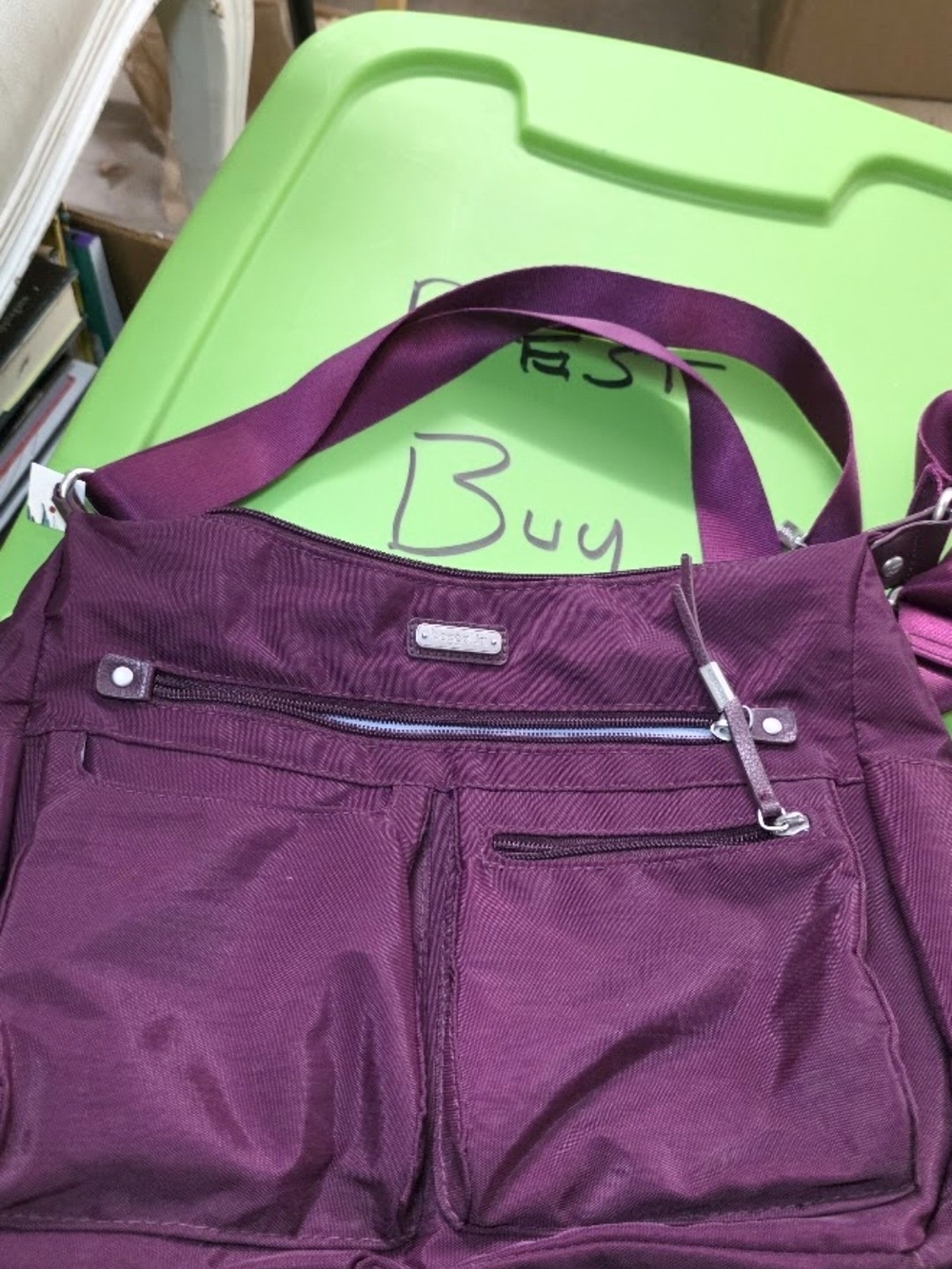 Baggallini Modern Everywhere Bag Crossbody Nylon Maroon Mint!